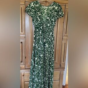 Green and White Floral Maxi Dress